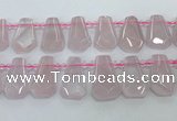CTD2271 Top drilled 16*28mm - 20*30mm faceted freeform rose quartz beads