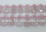 CTD2271 Top drilled 16*28mm - 20*30mm faceted freeform rose quartz beads