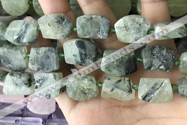 CTD2283 Top drilled 15*20mm - 17*23mm freeform green rutilated quartz beads