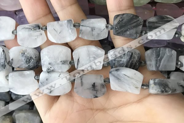 CTD2284 Top drilled 15*20mm - 17*23mm freeform black rutilated quartz beads