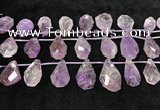 CTD2302 Top drilled 16*22mm - 25*35mm faceted nuggets amethyst beads