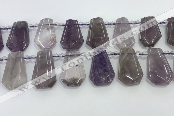 CTD2356 Top drilled 16*18mm - 20*30mm faceted freeform amethyst beads