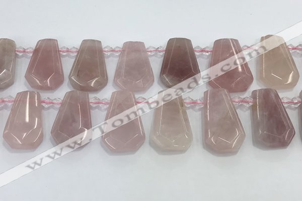 CTD2357 Top drilled 16*18mm - 20*30mm freeform Madagascar rose quartz beads