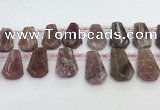 CTD2358 Top drilled 16*18mm - 20*30mm freeform strawberry quartz beads