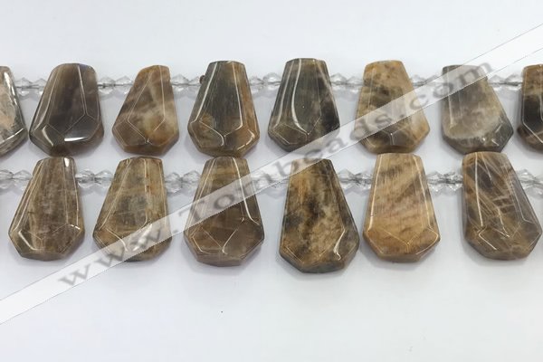 CTD2364 Top drilled 16*18mm - 20*30mm faceted freeform moonstone beads