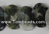 CTD24 Top drilled 20*30mm oval moss agate beads wholesale