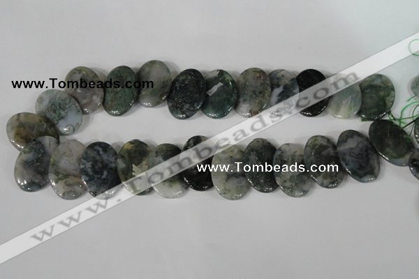 CTD24 Top drilled 20*30mm oval moss agate beads wholesale