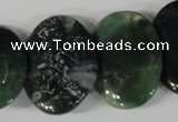 CTD25 Top drilled 20*30mm oval moss agate beads wholesale