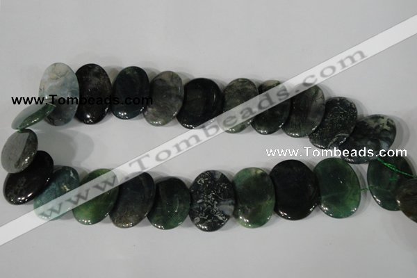 CTD25 Top drilled 20*30mm oval moss agate beads wholesale