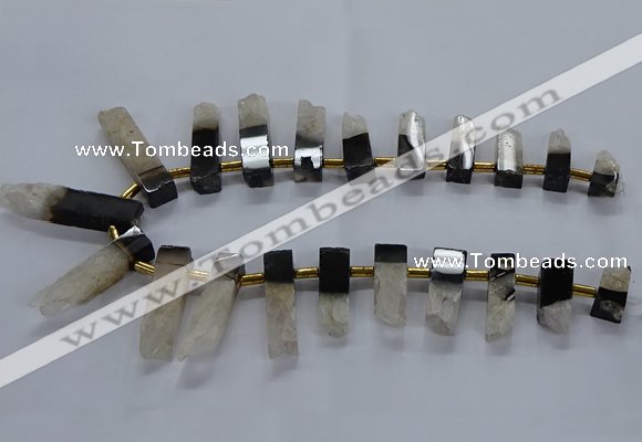 CTD2525 Top drilled 8*25mm - 11*50mm sticks druzy agate beads