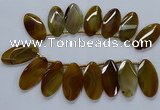 CTD2530 Top drilled 28*57mm faceted oval agate gemstone beads