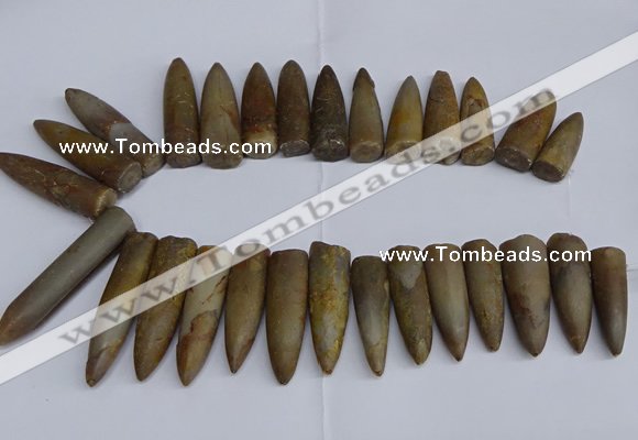 CTD2562 Top drilled 12*35mm - 15*55mm bullet agate fossil beads