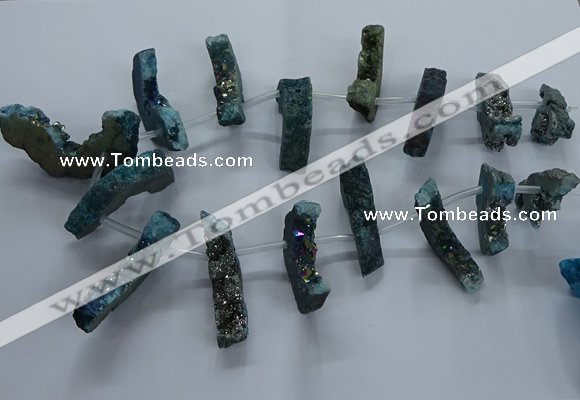 CTD2581 Top drilled 10*30mm - 10*50mm sticks plated druzy agate beads