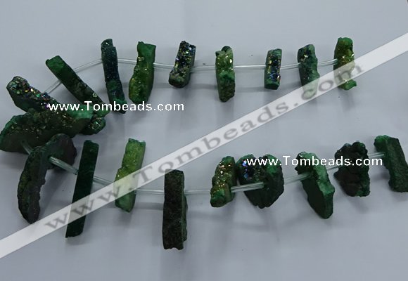 CTD2582 Top drilled 10*30mm - 10*50mm sticks plated druzy agate beads