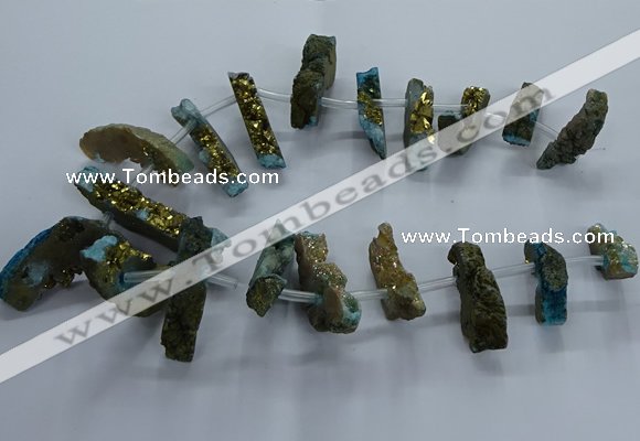 CTD2583 Top drilled 10*30mm - 10*50mm sticks plated druzy agate beads