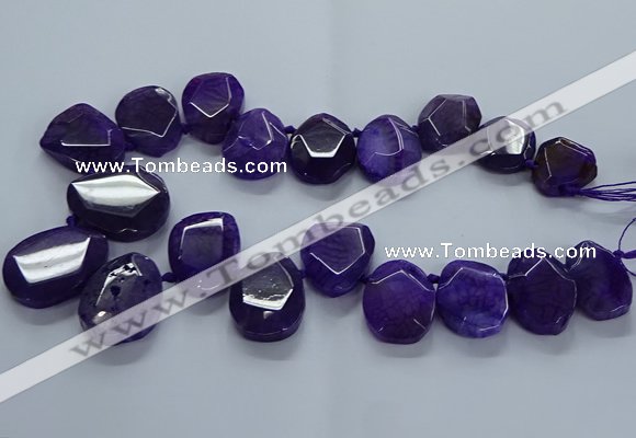 CTD2586 Top drilled 20*25mm - 30*40mm faceted freeform agate beads