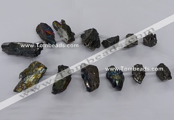 CTD2618 Top drilled 15*25mm - 25*35mm nuggets plated druzy quartz beads