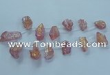 CTD2622 Top drilled 10*25mm - 20*45mm nuggets plated druzy quartz beads