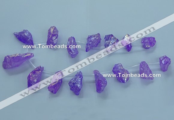 CTD2623 Top drilled 10*25mm - 20*45mm nuggets plated druzy quartz beads