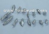 CTD2631 Top drilled 10*25mm - 20*45mm nuggets plated druzy quartz beads