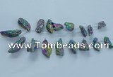 CTD2633 Top drilled 10*25mm - 20*45mm nuggets plated druzy quartz beads