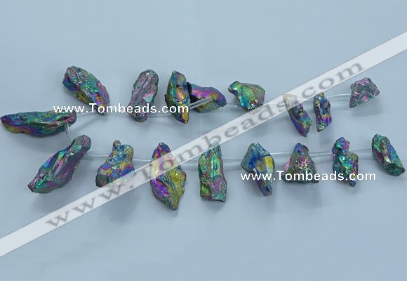 CTD2633 Top drilled 10*25mm - 20*45mm nuggets plated druzy quartz beads