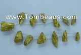 CTD2635 Top drilled 10*25mm - 20*45mm nuggets plated druzy quartz beads