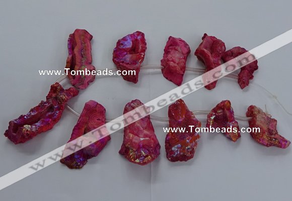 CTD2672 Top drilled 25*30mm - 35*60mm freeform plated druzy agate beads