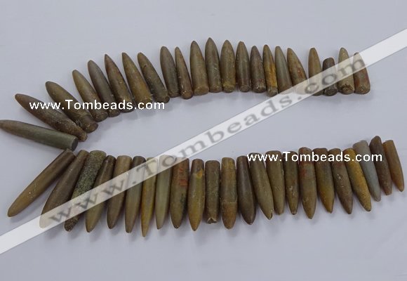 CTD2676 Top drilled 8*30mm - 12*50mm bullet agate fossil beads