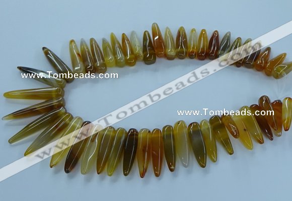 CTD2683 Top drilled 8*25mm - 10*50mm bullet agate gemstone beads