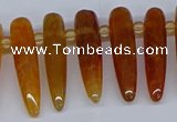 CTD2724 Top drilled 8*35mm bullet agate gemstone beads wholesale