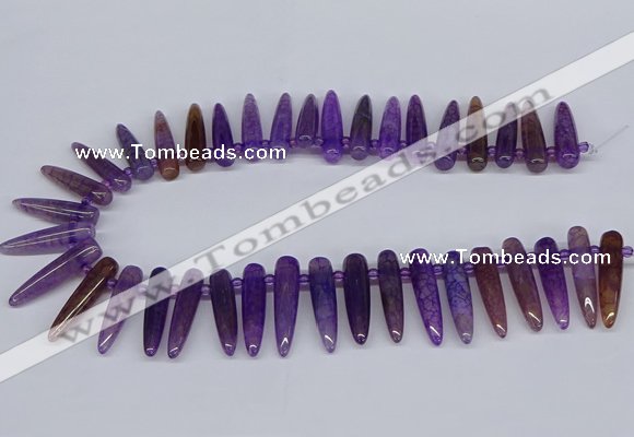 CTD2725 Top drilled 8*35mm bullet agate gemstone beads wholesale