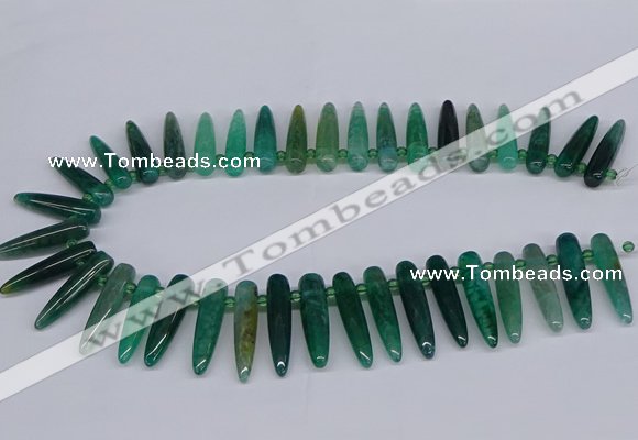 CTD2728 Top drilled 8*35mm bullet agate gemstone beads wholesale