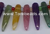 CTD2730 Top drilled 8*35mm bullet agate gemstone beads wholesale