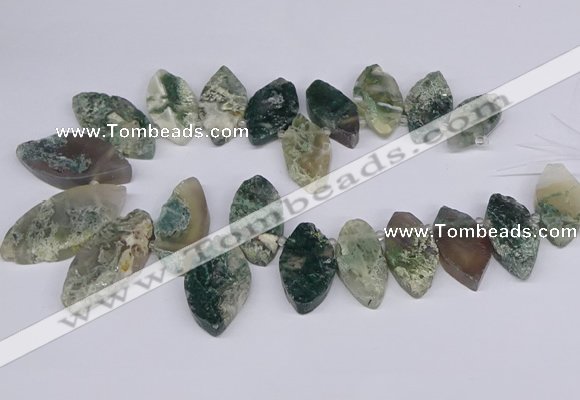 CTD2738 Top drilled 15*30mm - 25*50mm marquise moss agate beads