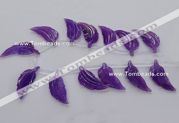 CTD2773 Top drilled 20*45mm - 25*55mm carved leaf agate beads