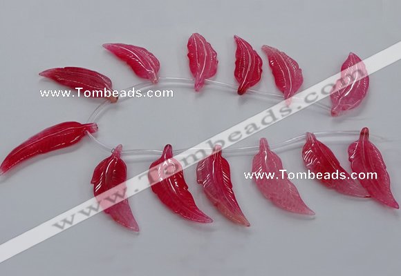 CTD2774 Top drilled 20*45mm - 25*55mm carved leaf agate beads