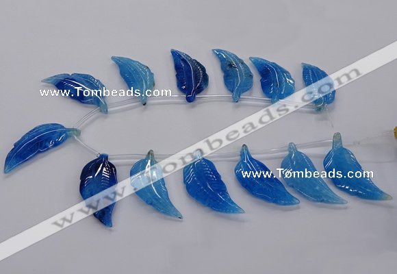 CTD2775 Top drilled 20*45mm - 25*55mm carved leaf agate beads