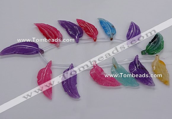 CTD2778 Top drilled 20*45mm - 25*55mm carved leaf agate beads