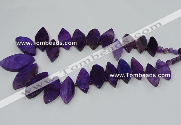 CTD2790 Top drilled 15*30mm - 25*45mm marquise agate gemstone beads