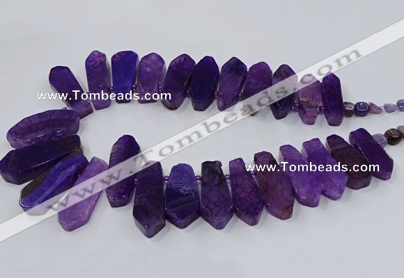 CTD2820 Top drilled 15*30mm - 18*45mm sticks agate gemstone beads