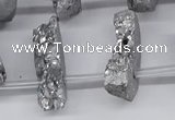 CTD2842 Top drilled 15*20mm - 18*40mm freeform plated druzy agate beads