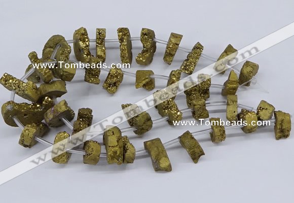 CTD2843 Top drilled 15*20mm - 18*40mm freeform plated druzy agate beads