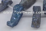 CTD2845 Top drilled 15*20mm - 18*40mm freeform plated druzy agate beads