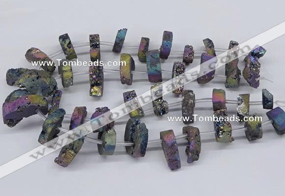 CTD2846 Top drilled 15*20mm - 18*40mm freeform plated druzy agate beads