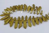 CTD2853 Top drilled 10*20mm - 15*50mm sticks plated quartz beads