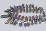 CTD2855 Top drilled 10*20mm - 15*50mm sticks plated quartz beads