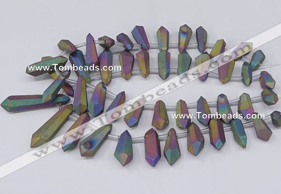 CTD2855 Top drilled 10*20mm - 15*50mm sticks plated quartz beads