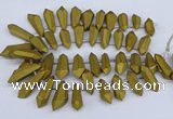 CTD2863 Top drilled 15*20mm - 22*50mm sticks plated quartz beads