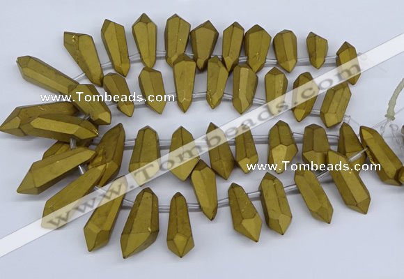 CTD2863 Top drilled 15*20mm - 22*50mm sticks plated quartz beads